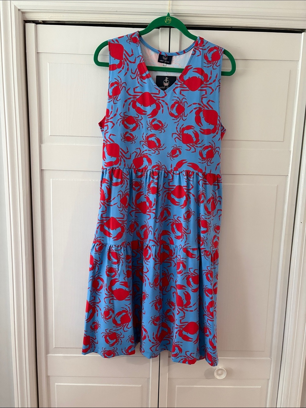 Sailor Sailor size XL Blue and Red Dress with Bright Red Crab Print-NWT